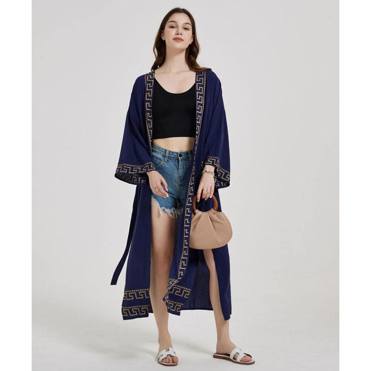 Wholesaler Loose Rayon Embroidered Cardigan Bikini Sun Long Shirt Beach Sexy Bikini Cover Ups for Women