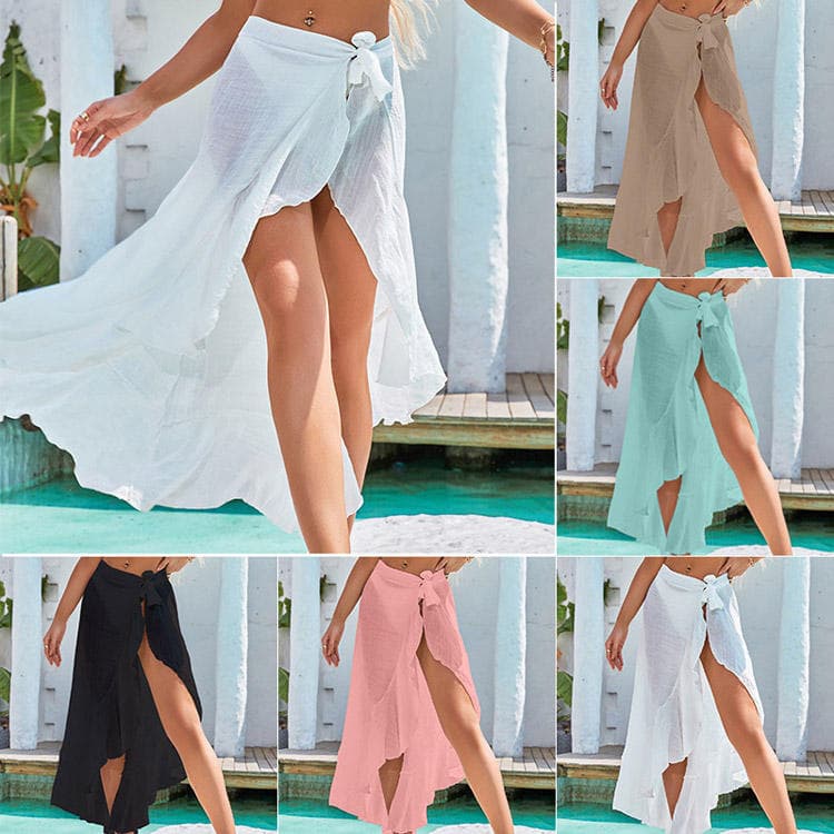 2022 INS Fashion Bali Sarong Custom Logo Private Label Plain Color Beach Pareo