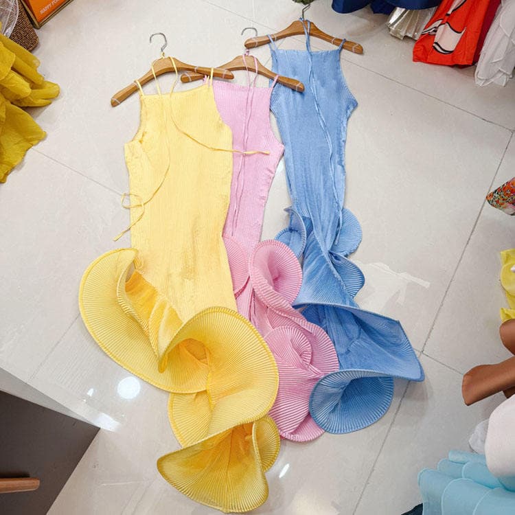 Wenshuo Asymmetric Hem Dress Wholesale High Quality Evening Dress Custom logo Elegant Camisole Dress Factory Directly
