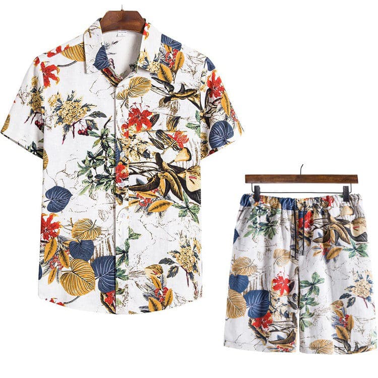 2022 Summer New Man Short Sleeved Suit Trend Loose Casual Two Piece Beachwear