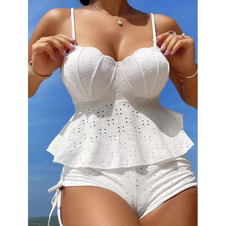Factory Wholesale 2024 New Hollow Swimsuit Shell Hard Bag Solid Color Bikini for Women