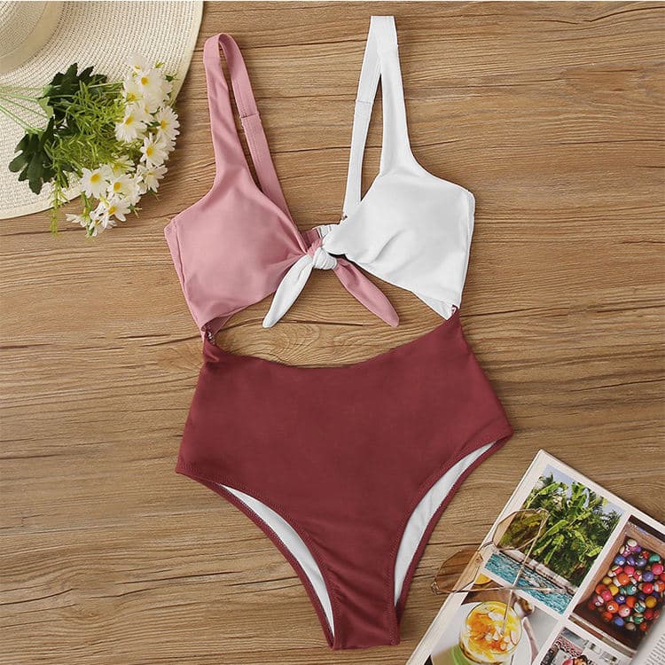 Sexy Backless Lace up Bikini Simple Solid Color Bikini Set Hot Selling Manufacturers Wholesale Swimwear