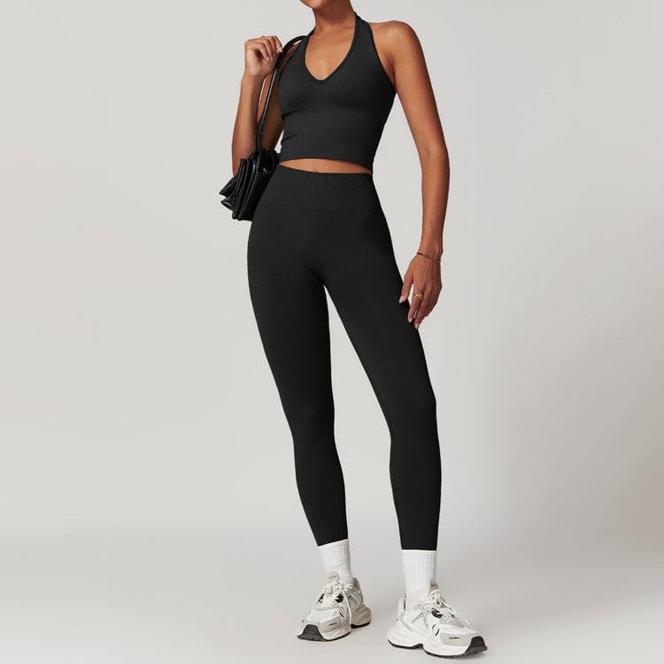 Seamless Shaped Beautiful Back Sports Suit Women Thread Waist and Hip Lifting Yoga Set