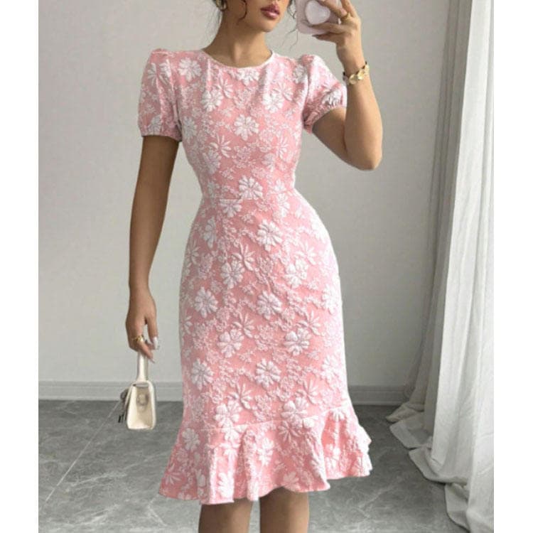 Wenshuo Fashion Hollow Dress Wholesale 3D Floral Dress Custom logo Loose Long Dress Factory Direct