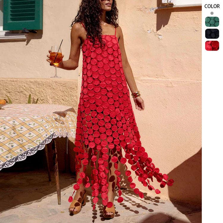 Wenshuo Summer Camisole Dress Wholesale Fashion Hollow Dress Custom logo Solid Color Dress Factory Directly