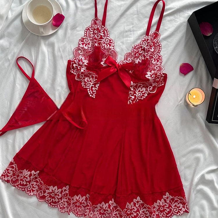Summer Lace Backless Pajamas Sexy Nightgown Sexy Lingerie Uniform