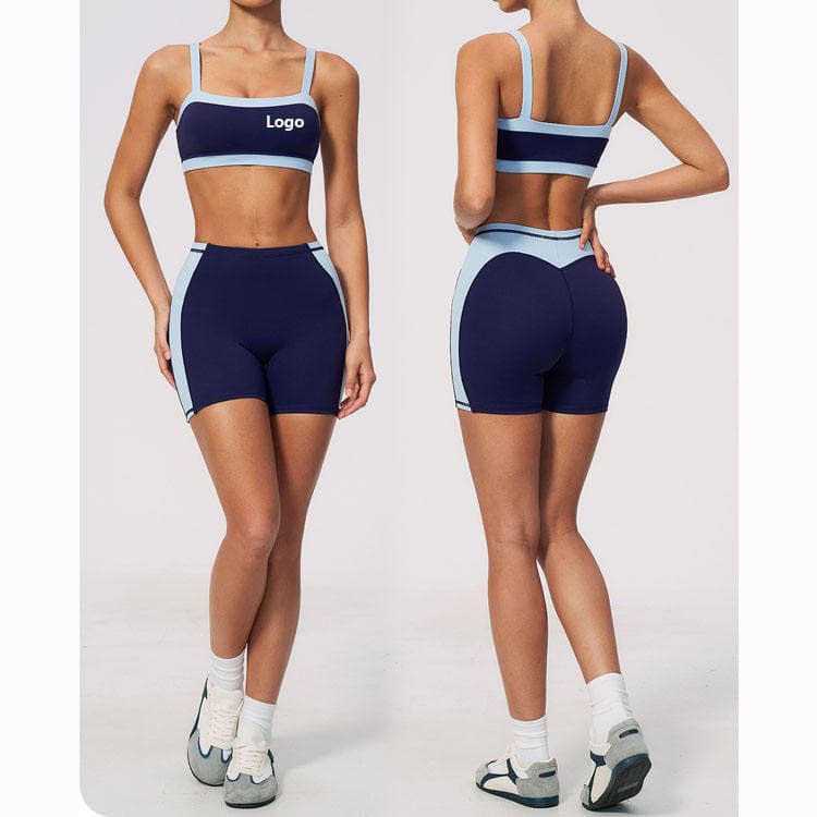 78 Nylon 20 Spandex Quick Dry Workout Set Custom Logo Bra and Shorts 2 Piece Fitness Yoga Set