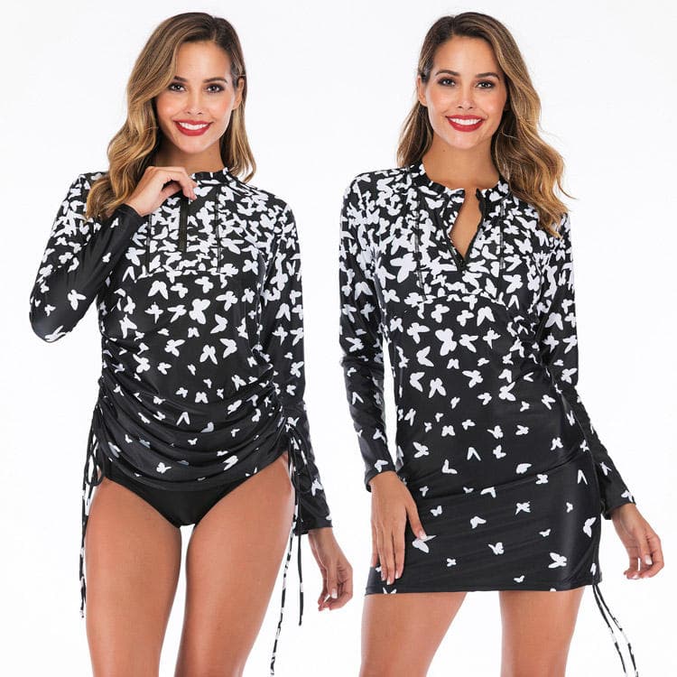 Two Piece Long Sleeved Surfing Suit Sun Protection Female Swimsuit Diving Suit Swimsuit