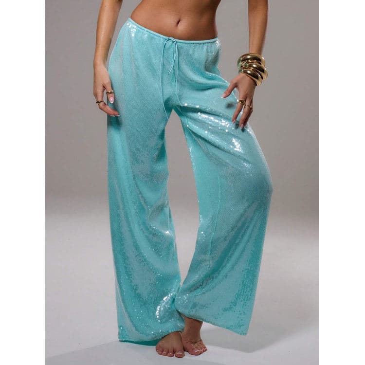 Wholesale Sequined Pants Casual Loose Wide Leg Pants Fashionable Straight Leg Casual Pants