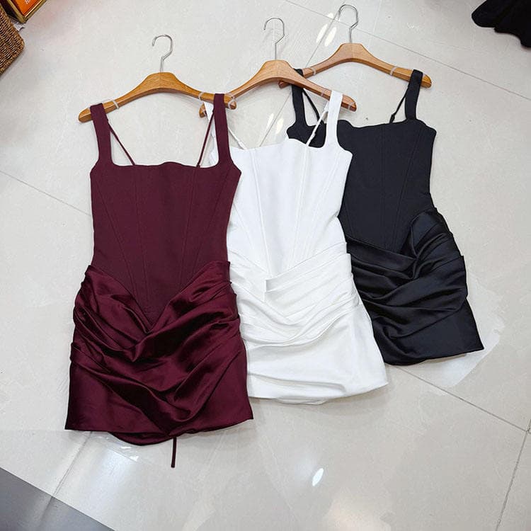 Wenshuo Fashion Satin Dress Wholesale High Quality Dress Custom logo Solid Color Dress Factory Directly