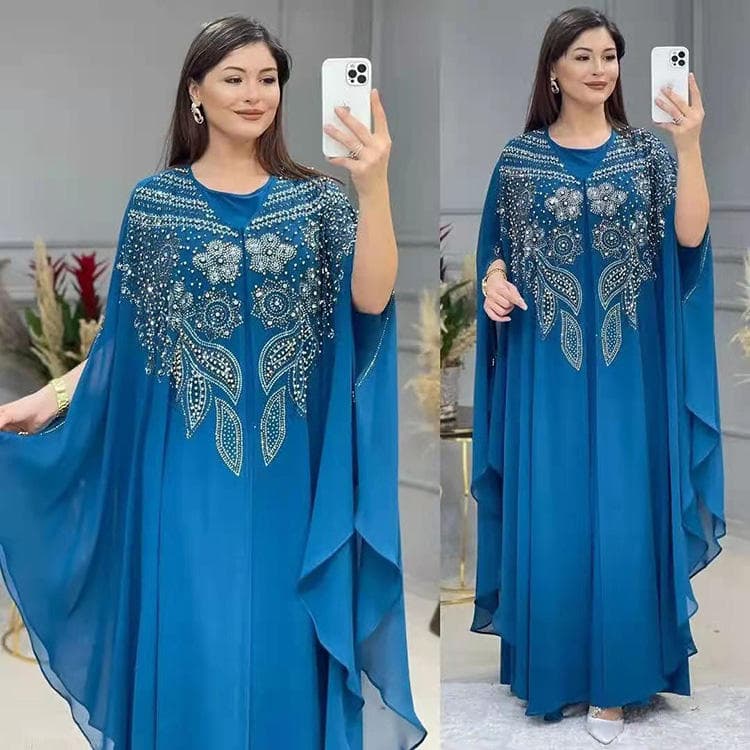 Plus Size Women Kaftan Hot Drilling Floral Lace Cover Ups Kaftan for Women 2023