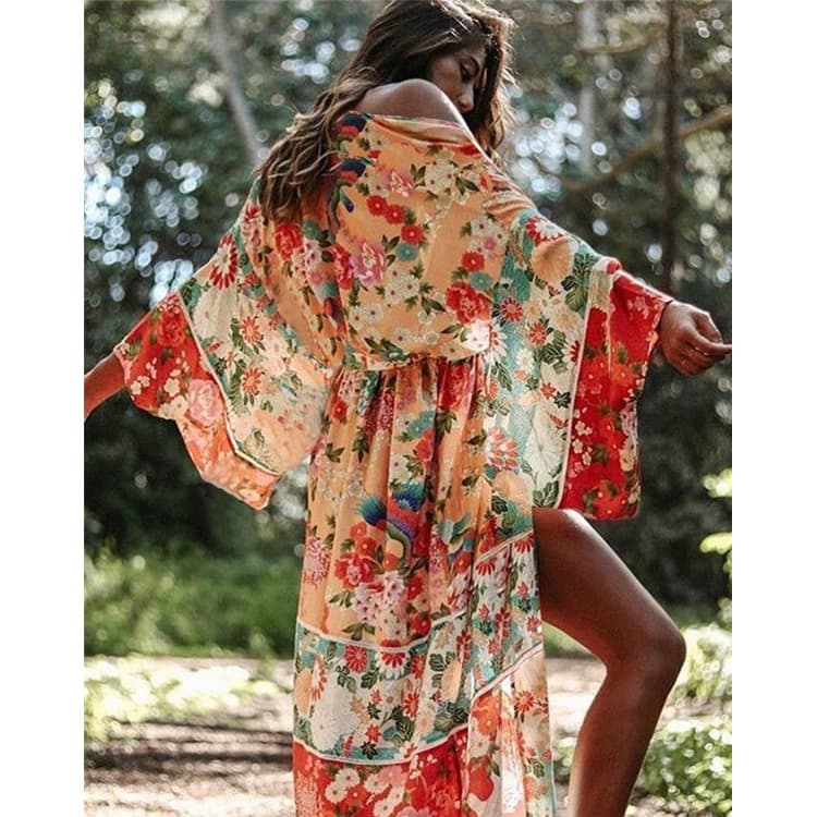 New Design Beach Cover up Chiffon Print Beach Cover up Sunscreen Bikini Cover up Vacation Beachwear