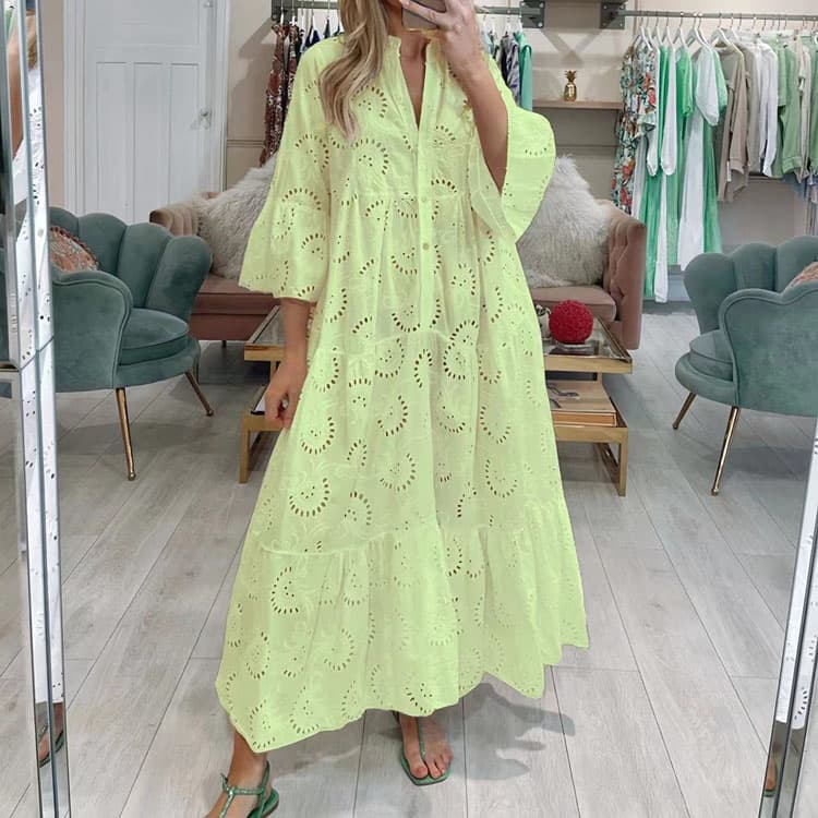 2025 Women Linen Shirt Dress V Neck Long Sleeve Women Casual Dress Loose Beach Holiday Dress Sun protection Coverup