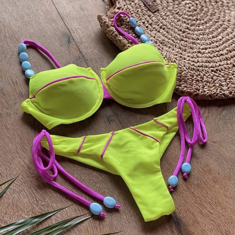 2022 New Ethnic Swimsuit Sexy Two Piece Bikini Patchwork Design Brazilian Swimwear