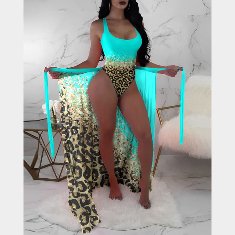 2023 New Hot Spring Bathing Suit Three Pieces Bikini With Print Cover up