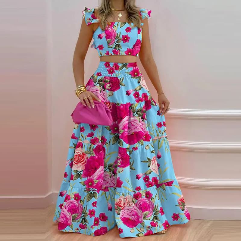 S-3XL Bright Color Full Swing Skirt Wholesale Sleeveless Suspender Skirt Manufacturer Designed Waist Baring Skirt