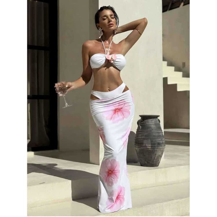 Floral Fashion New Bikini Set Ins 2025 Lovely Swimsuit Suit Set Spa Beach Wear