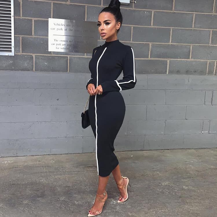 2020 Summer New Women'S Clothes Long-Sleeved Casual Slim Dress Jumpsuit Bodycon for Women