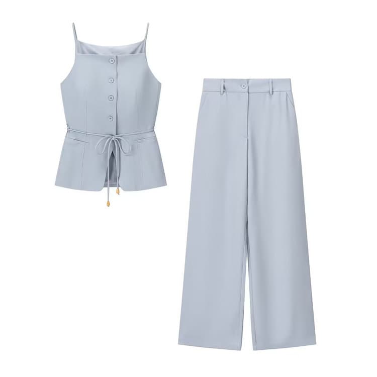Stylish High End Suit Custom logo Sleeveless tank Top Factory Direct Simple Straight Trousers Wholesale