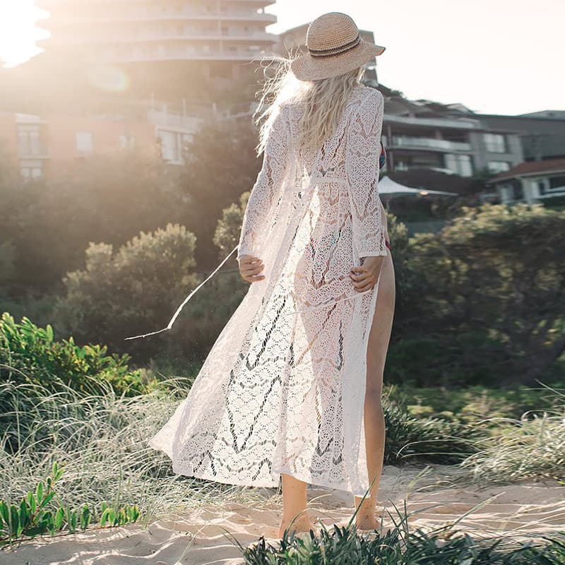 New Hollow Triangle Lace Holiday Beach Dress Bikini Cover Ups