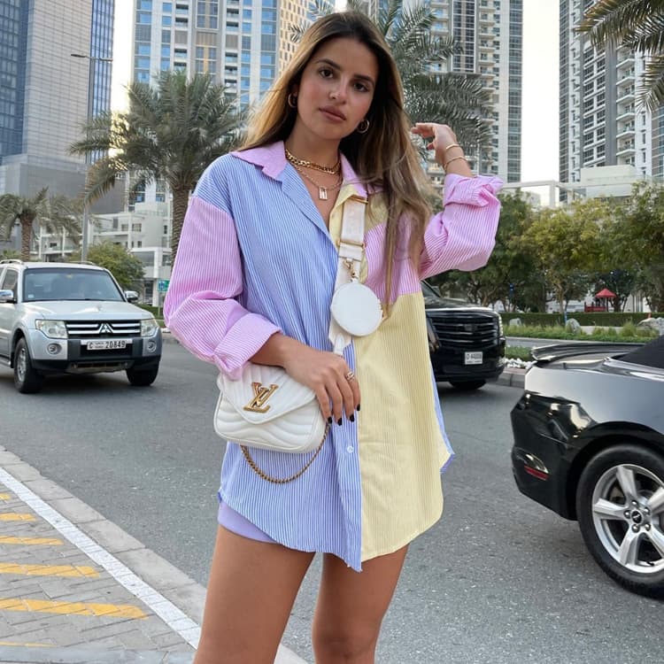Wholesale Striped Long Sleeved Shirts Loose Boyfriend Style Shirts Fashionable Simple Shirts