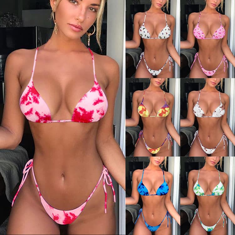 New Tie Dye Bikini Sexy Double Faced Basic Swimsuit Bikini Womens Swimwear