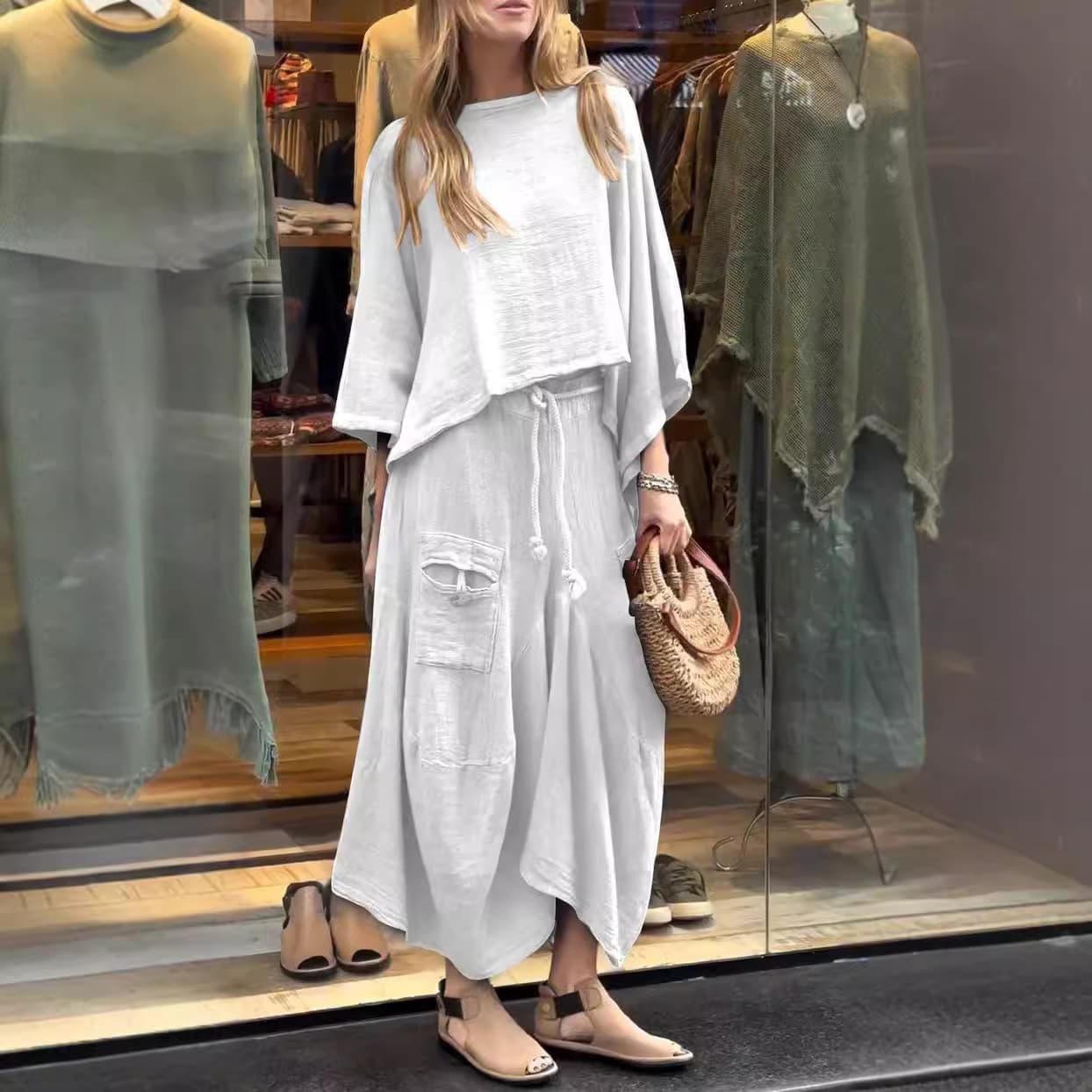 S-5XL Linen Thin Long Sleeved Tops Wholesale Pure Color Women's Suits Custom logo Loose Long Skirts Factory Directly