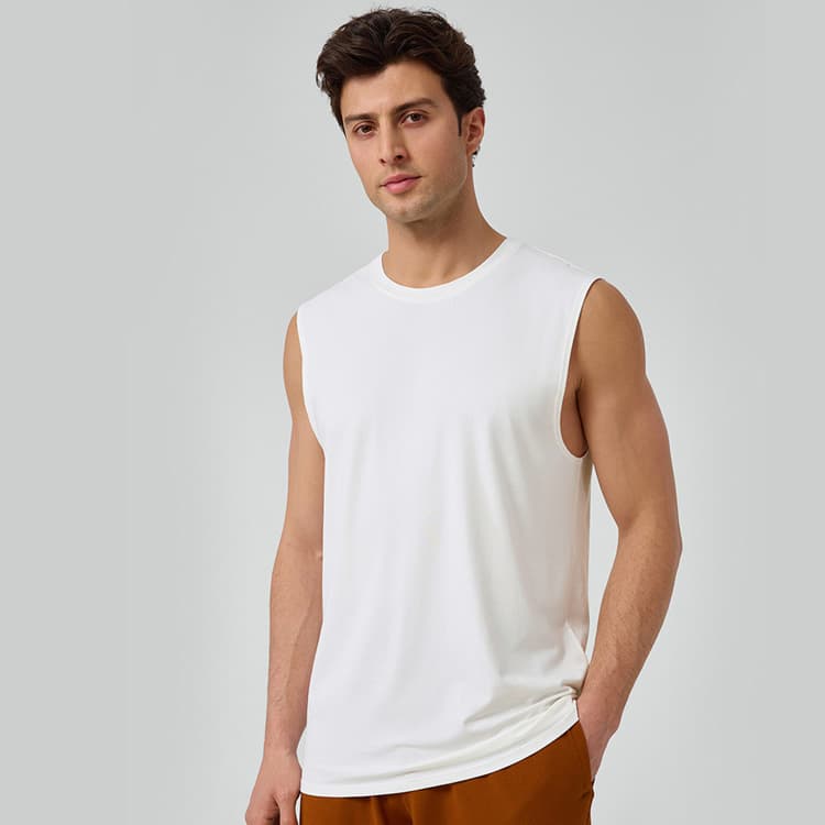 Wenshuo Sleeveless Sports Vest Wholesale Stylish Casual Top Custom logo Solid Color Mens Top Factory Direct