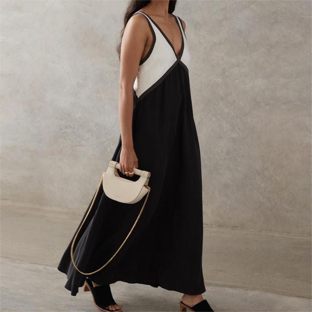 V Neck Wide Dress Wholesale Sleeveless Vest Long Dress Manufacturer Designed Summer Dress Factory Directly