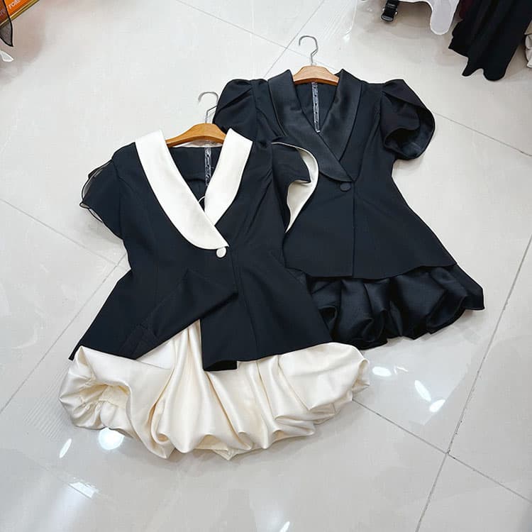 Wenshuo Simple Satin Dress Wholesale Collared Short Dress Custom logo Fashion Dress Set Factory Direct