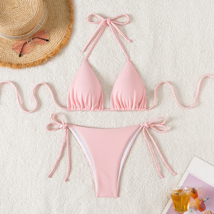 Wholesale Customized Bikinis Cheap Solid Color Bikini Swimsuit Sexy Bandage Swimwear