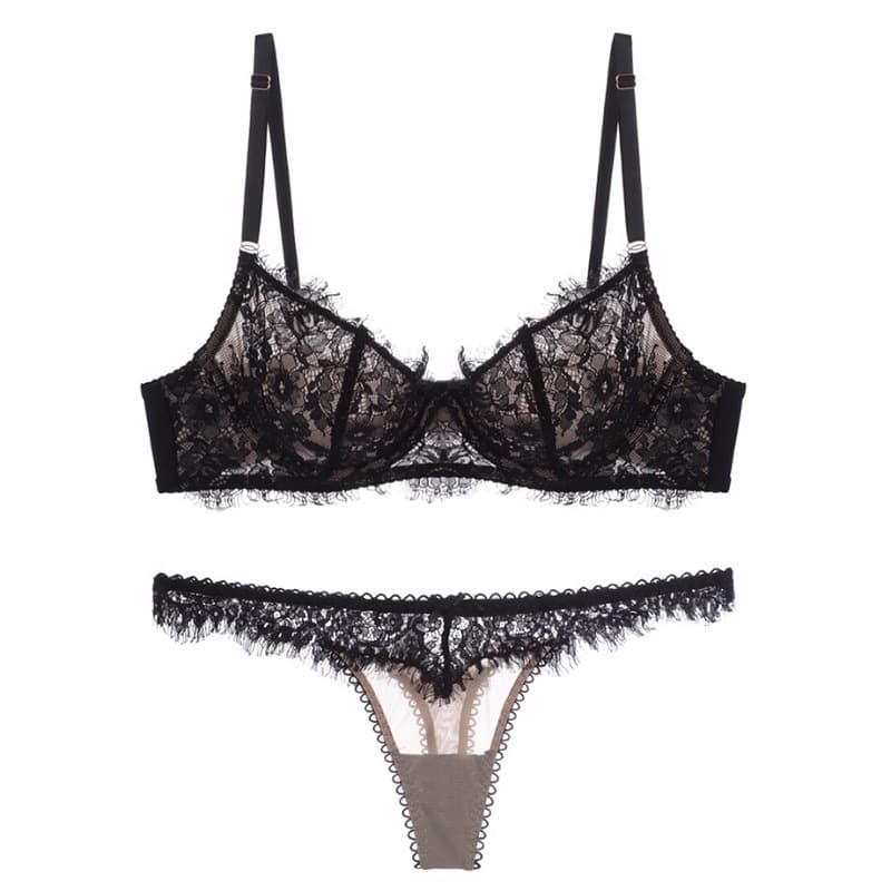 High Quality Underwear Transparent Lace Sexy Bra and Panties Plus Size Underwear
