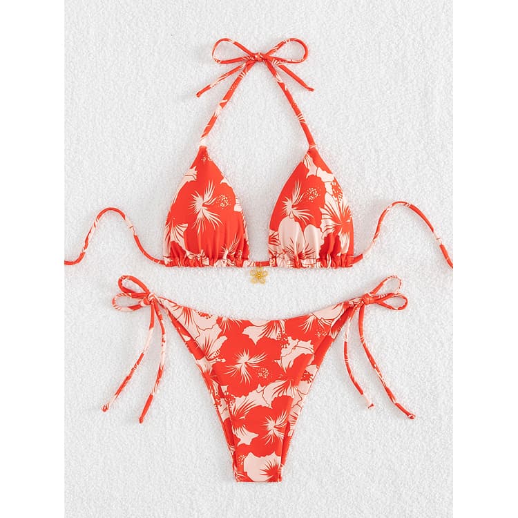 Wholesaler Customized Bikini Women Skinny Casual Floral Swimsuit High Stretch Resort Style Swimwear