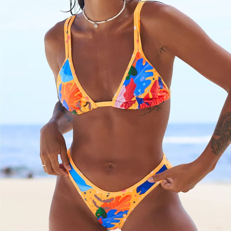 New Triangle Bikini Tropical Printed Swimsuit for Women