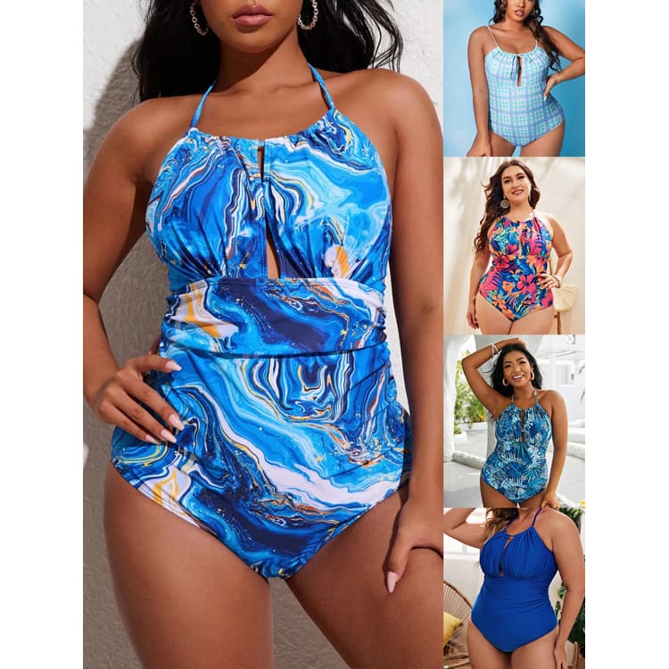 New One Piece Printed Bikini Sexy Backless Plus Size Swimsuit Beachwear
