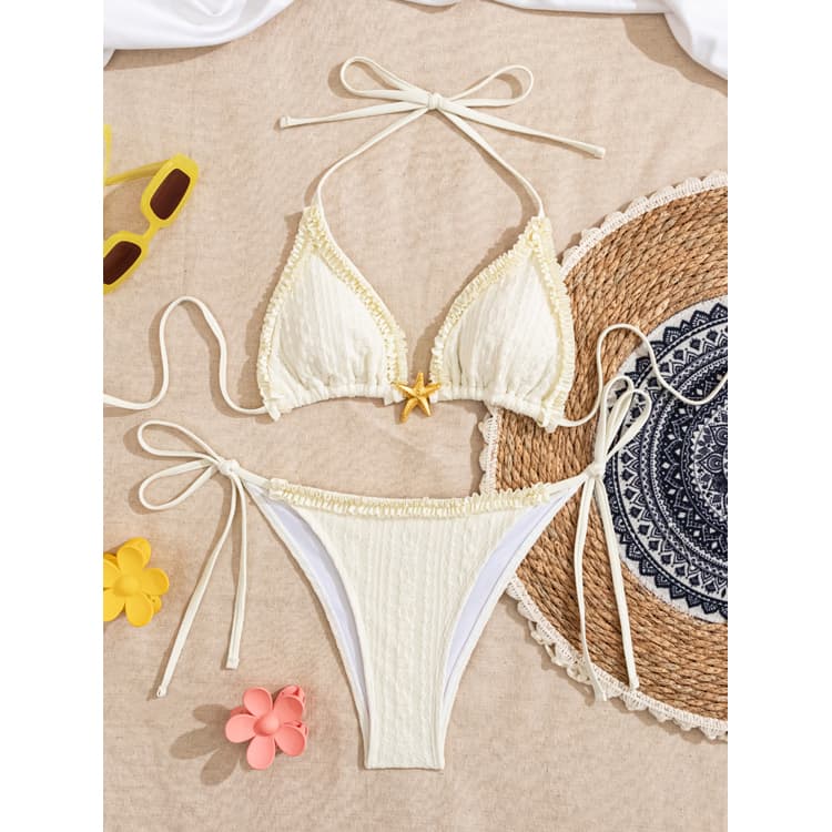 Wholesale New Triangle Bikini Sexy Lace up Starfish Bikini Cute Lace Swimsuit for Women