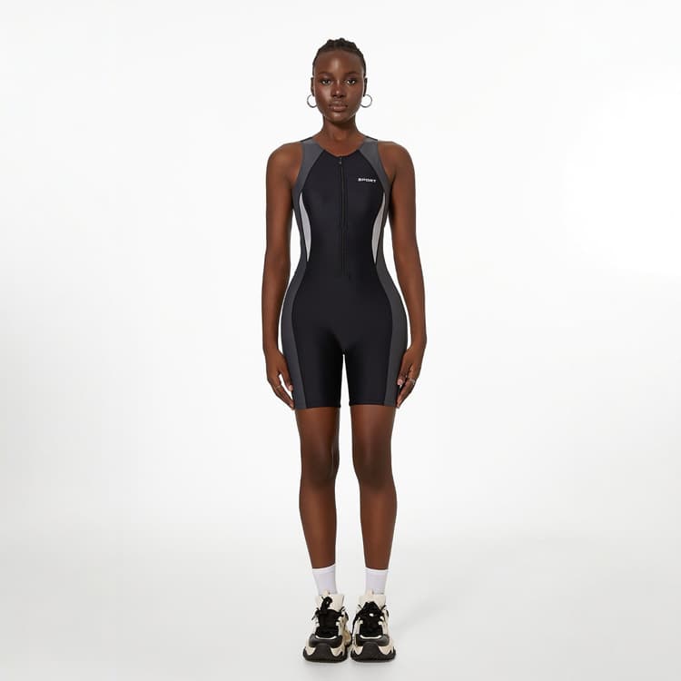 2025 New Sports Hot Spring Swimsuit Shorts Tight Vest Bikini Sexy Backless Zipper Swimsuit