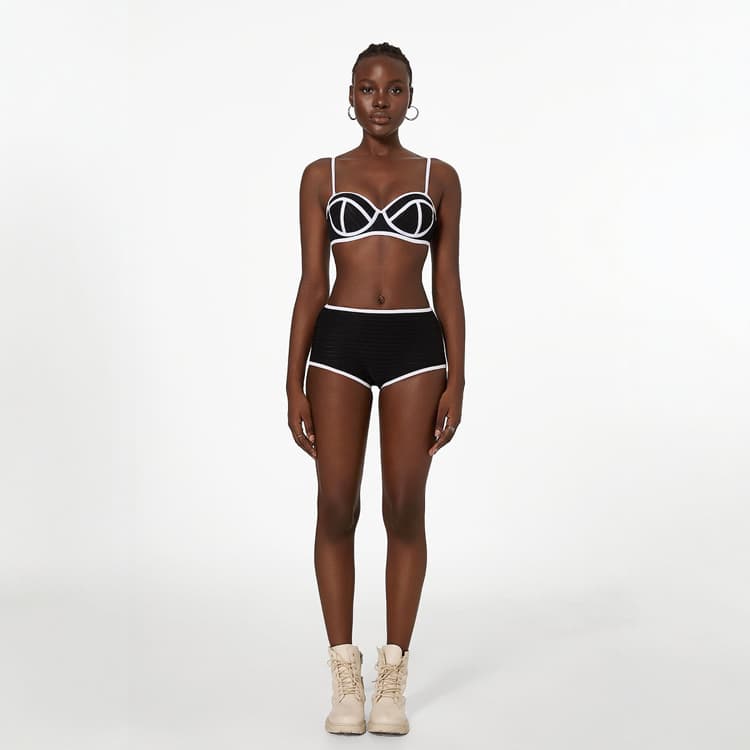 New Summer Retro Striped Bikini High Waist Basic Bikini Hot Spring Swimsuit for Women