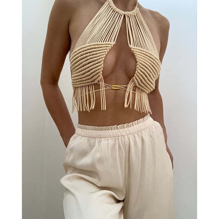 Sexy Bohemian Women's Bikini Beach Cover-Up Crochet Fringe Top
