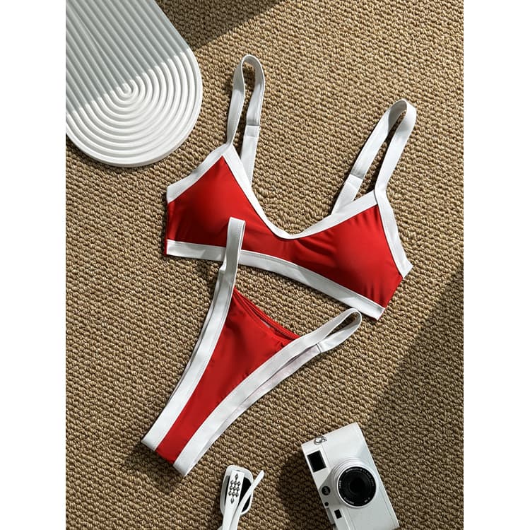 2026 New Sexy Fitness Bikini White Patchwork Beach Swimsuit Sexy High Cut Brazilian Bikini