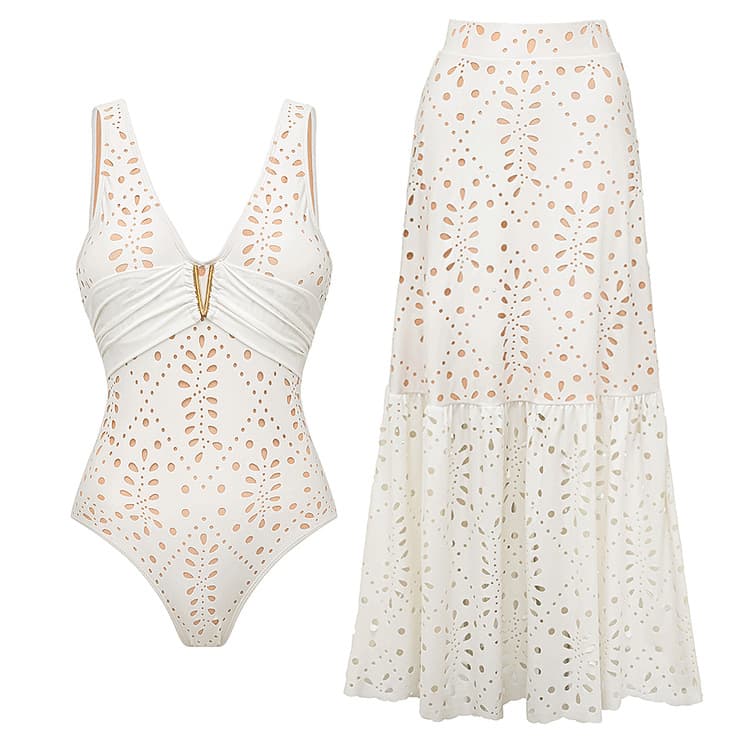 2026 New Popular Nylon Fashion Solid Color Bikini Set Sexy White Swimsuit Women Two Piece Swimwear