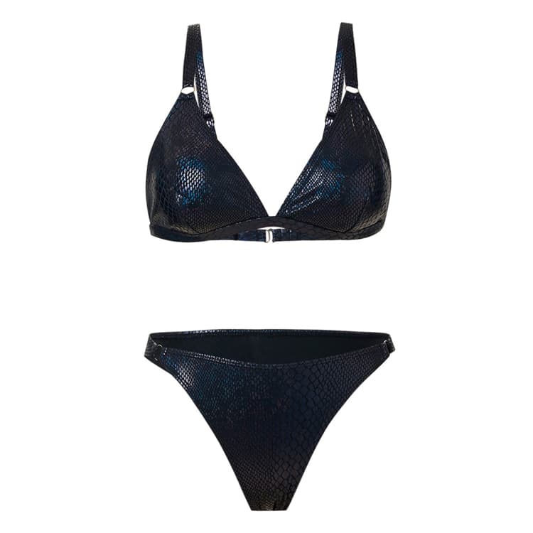 Wholesale Glossy Bikini Snake Print Bikini Sexy Triangle Swimwear Beachwear