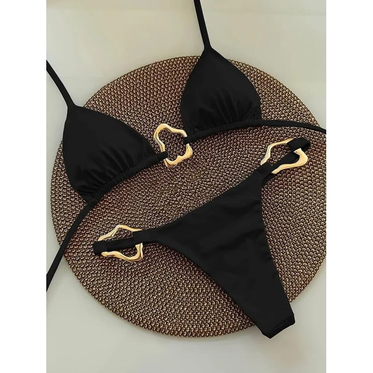 New High Quality Bikini Solid Color Lace up Swimsuit Sexy Hollow Bikini for Women