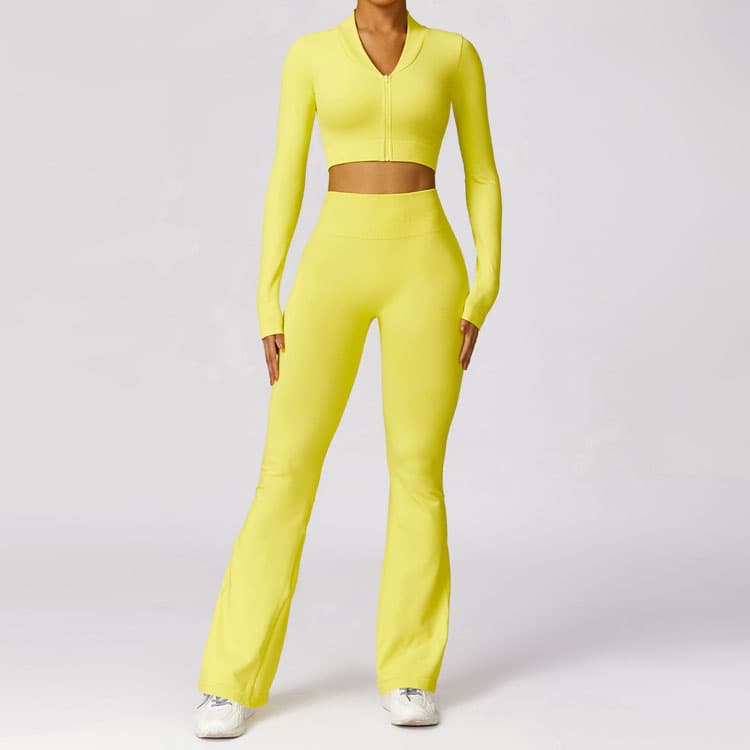 Fluorescent Tight Seamless Beautiful Back High Elastic Daily Yoga Wear Casual Hip Lifting Flared Fitness Yoga Legging