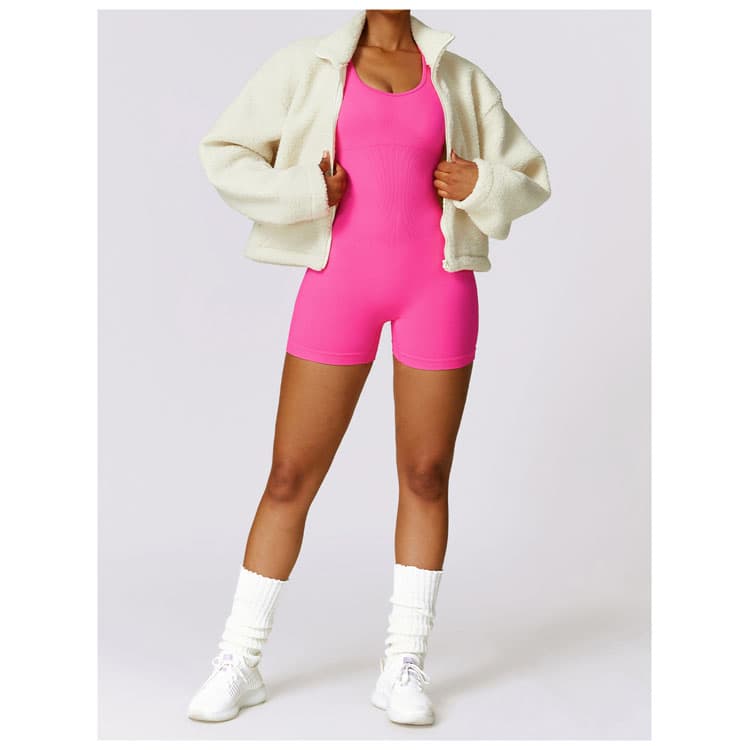 Hot Sale Tight Beautiful Back Seamless Short Solid Color Yoga Bodysuit Hip Lift Women Yoga Jumpsuit