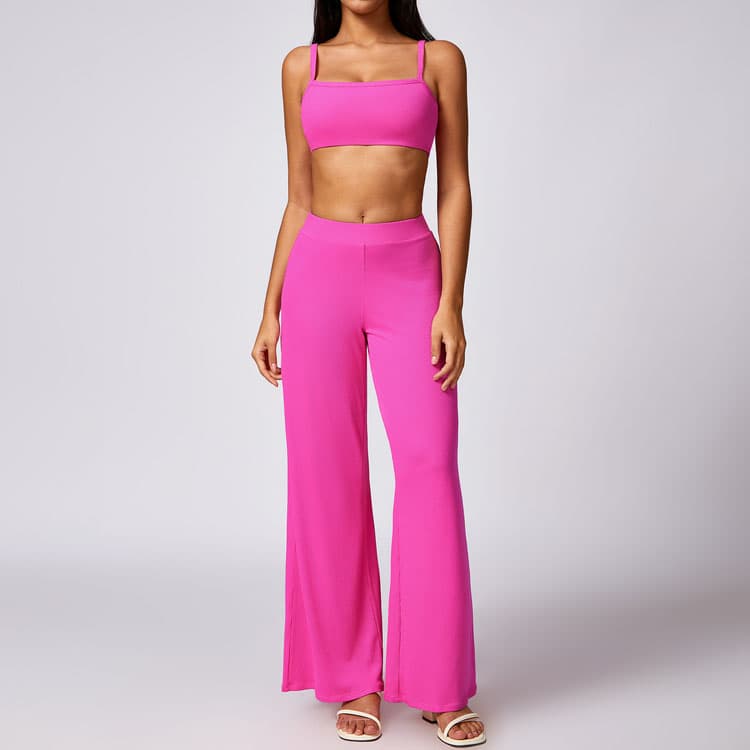 High Quality Simple and Versatile Threaded Yoga Suit Casual Running Wide Leg Yoga Pants