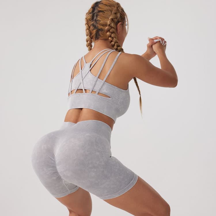 Sand Washed Seamless Threaded High Elastic Sweat Absorbent Breathable and Comfortable Sexy Yoga Sets