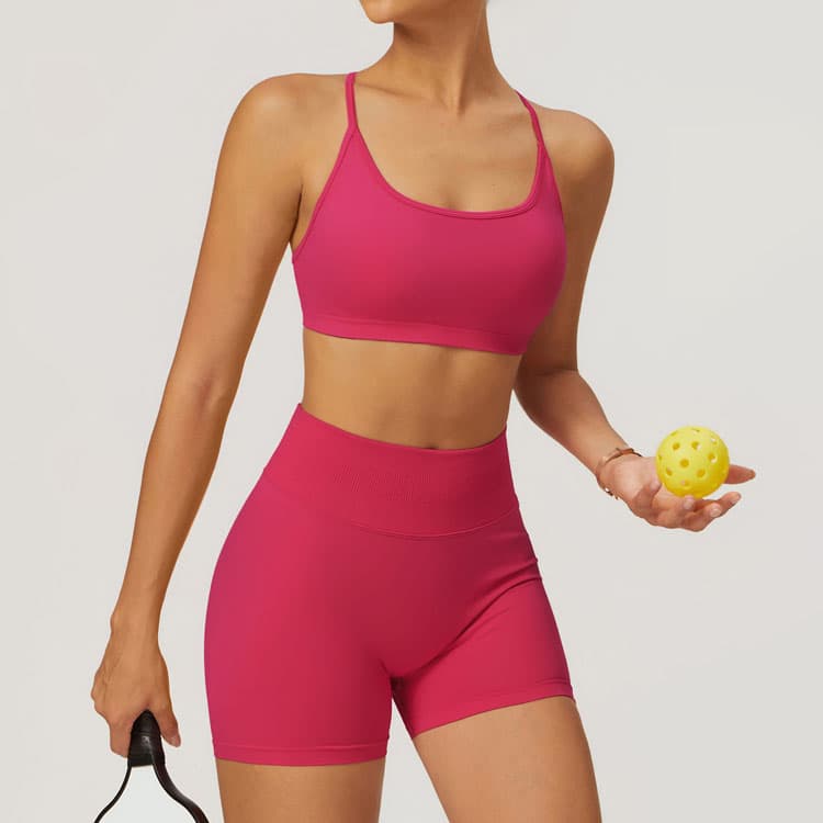 Summer Breathable Cool Beautiful Back Seamless Women Comfortable Yoga Sets High Waist Hip Sports Shorts