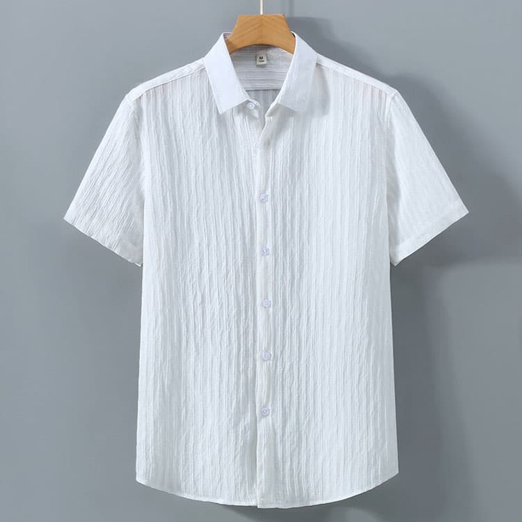 Summer Men Sun protection Outer Wear Solid Color Shirt Casual Versatile Loose Cotton Breathable Short Sleeved Shirt Inch Shirt