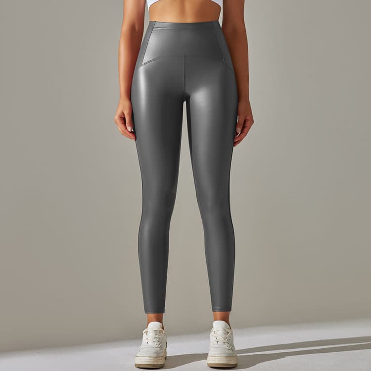 Upgraded Version High Waist Hip Lifting Abdomen Waist PU Leather Pants Inner Brushed Yoga Bottoming Leather Leggings